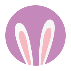 cute ears of rabbit in frame circular isolated icon vector illustration design