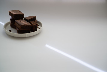 Chocolate brownie bits with place for text.