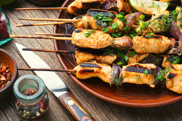 Barbecue skewers with juicy meat