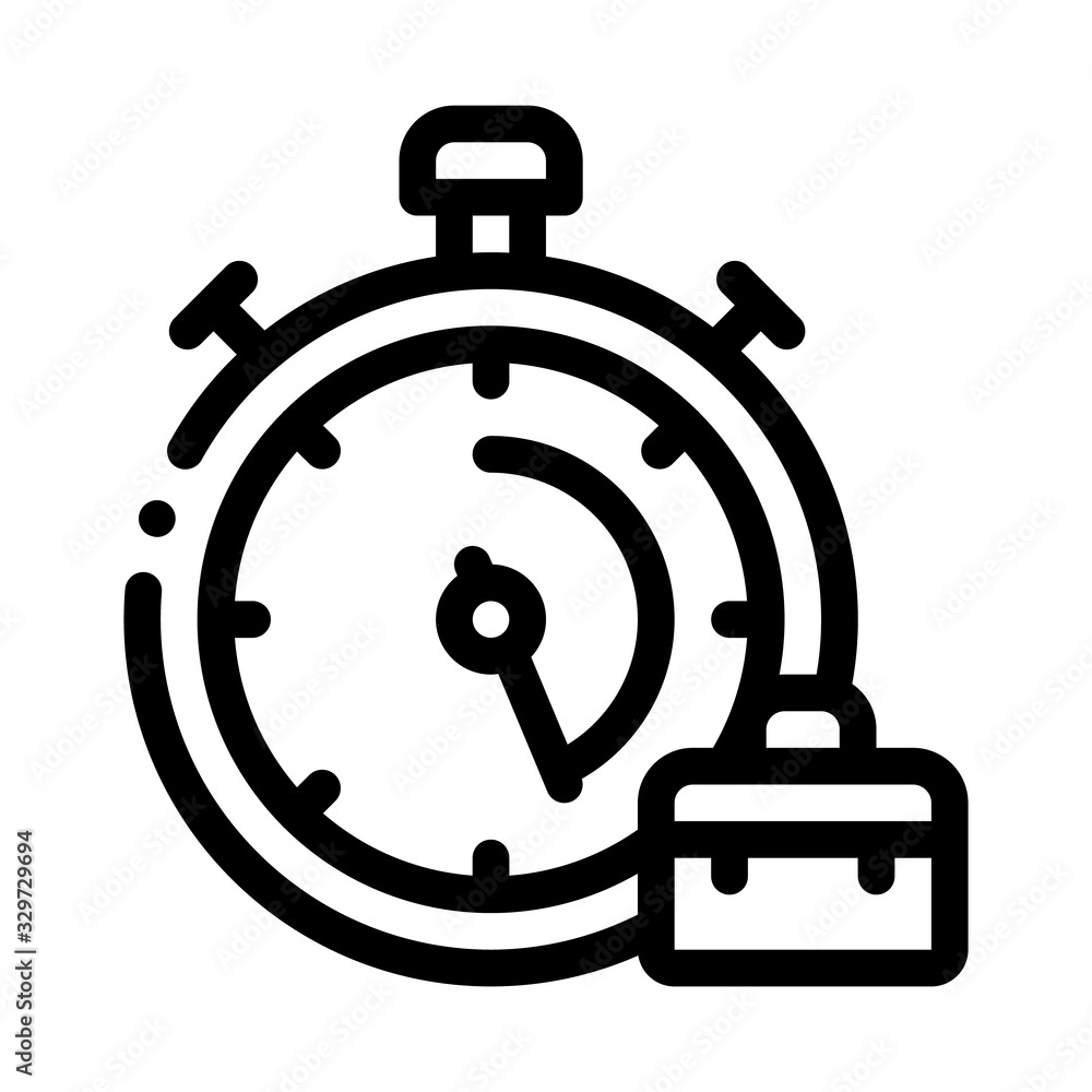 Poster stopwatch and suitcase agile element vector icon thin line. agile gear and document, sandglass and p