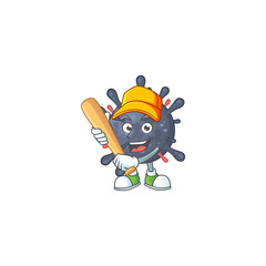 Cartoon design of coronavirus epidemic having baseball stick