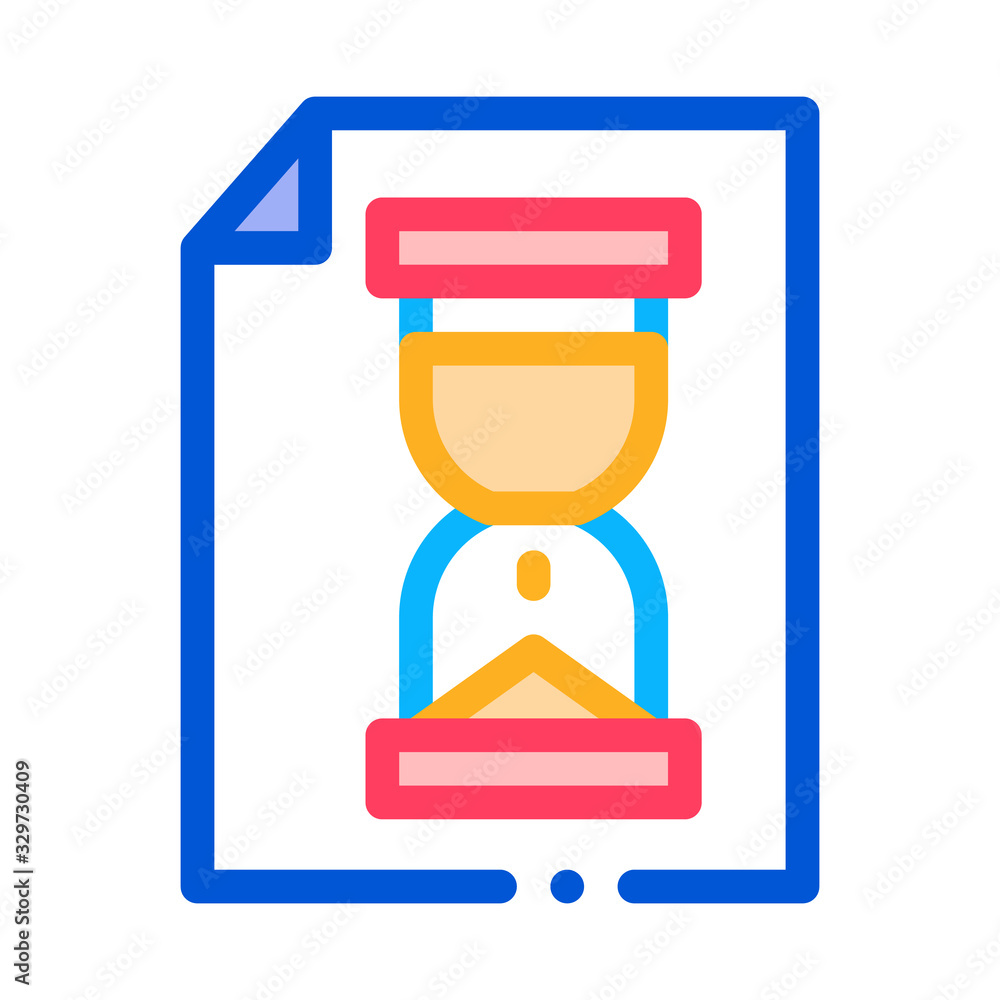 Poster hourglass sandglass on file agile element vector icon thin line. agile rocket and document, gear and