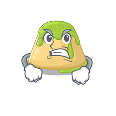 Pudding green tea cartoon character design with angry face