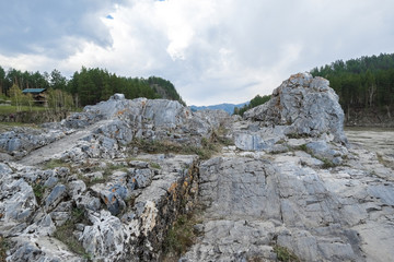 Textured stone wall. Paint on the concrete surface.
