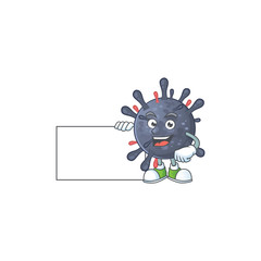 Funny coronavirus epidemic cartoon design Thumbs up with a white board