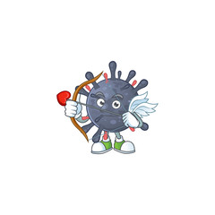 Sweet cartoon character of coronavirus epidemic Cupid with arrow and wings