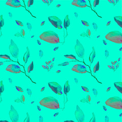  Colorful wallpaper, seamless patterns with colorful leaves painted by paints