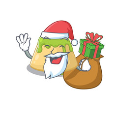 Santa pudding green tea Cartoon character design with box of gift