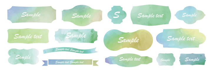 水彩テクスチャーのフレーム素材セット　えのぐ　背景　コピースペース　カラフル　メルヘン　ウエディング