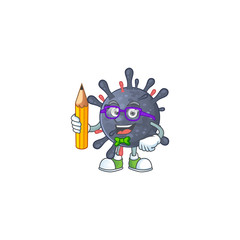 Coronavirus epidemic clever student character using a pencil