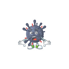 A mascot design of coronavirus epidemic making a surprised gesture