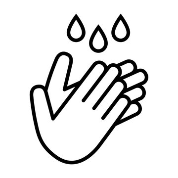 Wash / washing hands to keep clean line art vector icon for websites and print
