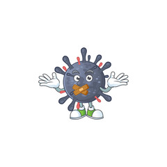 Coronavirus epidemic cartoon character design concept showing silent gesture