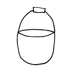 Vector cartoon hand drawn sketch camping pot design element. Doodle illustration on white