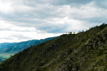 Background image of a mountain landscape. Russia, Siberia, Altai