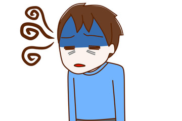 体調が悪く気怠い少年