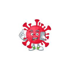 A sweet coronavirus amoeba cartoon design style speaking on phone