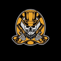 Obraz premium mafia skull with classic style ribbons