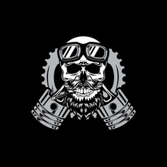 automotive-themed skull illustration