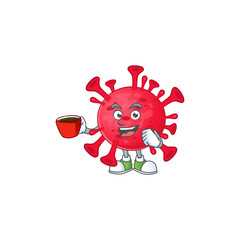 Fototapeta premium Coronavirus amoeba mascot design style showing an Okay gesture