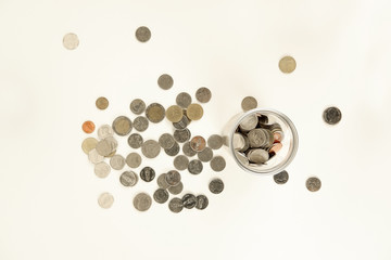 Coins of Thailand top view background