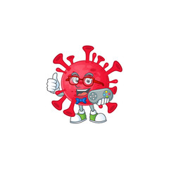Talented coronavirus amoeba gamer mascot design using controller