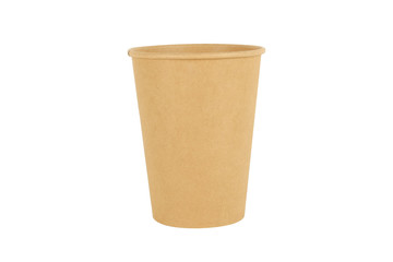 Hand holding Brown Paper cup mock up on white background