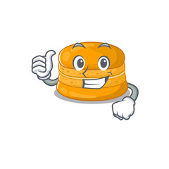 Cool orange macaron cartoon design style making Thumbs up gesture