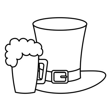 black and white leprechaun hat and beer clip art preview