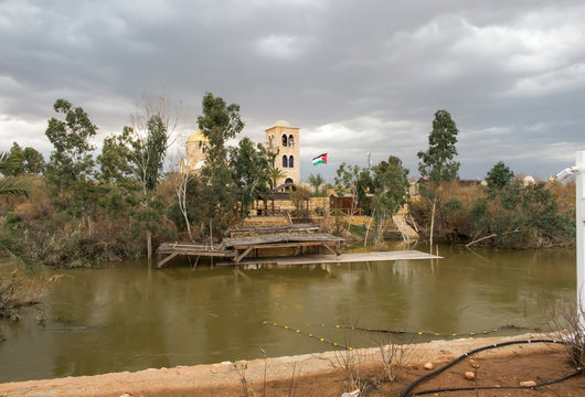 Qasr el Yahud near Jericho, according to tradition it is the place where the Israelites crossed the Jordan River where Jesus was baptized. Israel's border with Jordan
