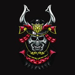Oni samurai head illustration