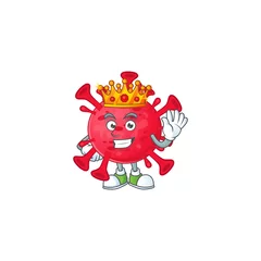 Fotobehang A Charismatic King of coronavirus amoeba cartoon character design © kongvector