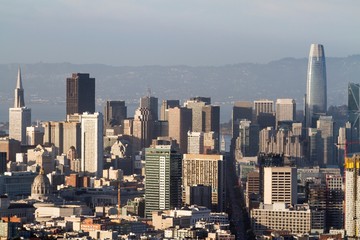 Beautiful aerial view of San Francisco skyline at daytime, California, USA