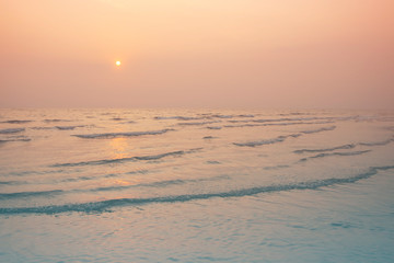 Soft pastel light with sunset on the sea for summer peace background