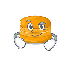 Funny orange macaron mascot character showing confident gesture