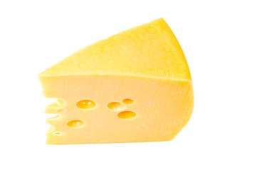a piece of cheese isolated on a white background