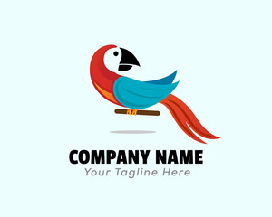 Unique parrots art alighted with look back logo design inspiration