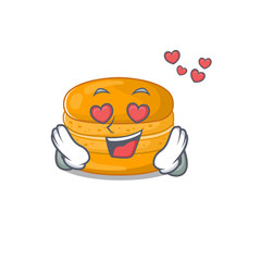 cute orange macaron cartoon character showing a falling in love face