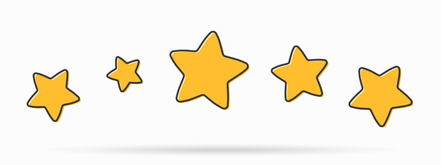 Stars rating isolated on white background. Five stars rating.