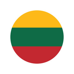 Round lithuania flag vector icon isolated, lithuania flag button, Simple vector button flag - Lithuania.