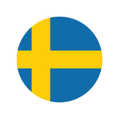 Sweden flag icon, Round sweden flag icon, Round sweden flag vector icon isolated, sweden flag button.