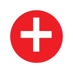 Switzerland flag button, Vector - Switzerland flag button icon with long shadow.