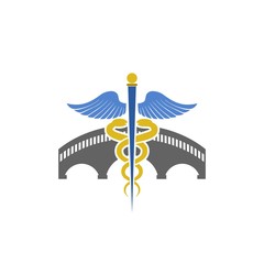 Simple Illustration of caduceus medical symbol isolated on a white background