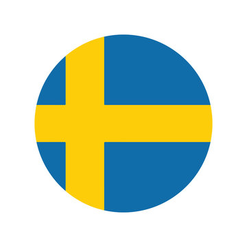 Sweden flag icon, Round sweden flag icon, Round sweden flag vector icon isolated, sweden flag button.