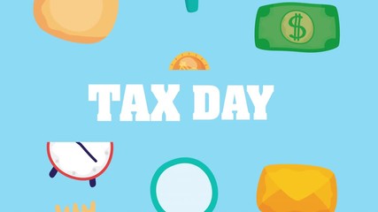 tax day animation with set icons - Powered by Adobe