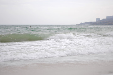 Sea ​​wave close up, low viewing angle.