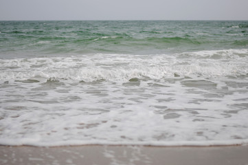 Sea ​​wave close up, low viewing angle.