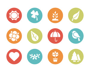 set of spring icons , block and flat style icon