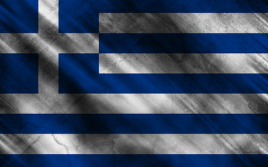 Greece flag on old and ruined fabric