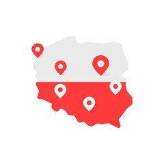 color poland map with geo tag